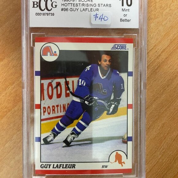 1990-91 Score HottestRising Stars #96 Guy Lafleur Graded BCCG10 Quebec Nordiques - Picture 1 of 2